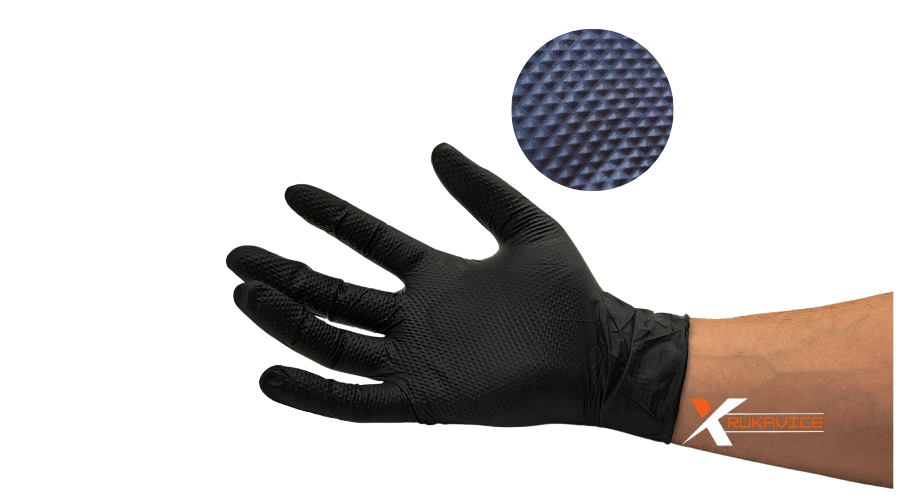 Nitrilove-rukavice-mercator-gogrip-black-protismykova-štruktúra